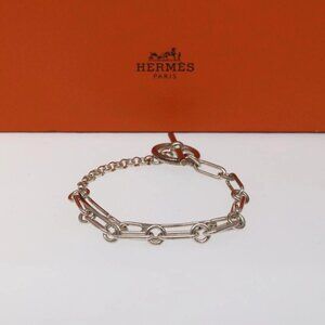 HERMES Shane Dunkle Punk Bracelet Ag925 ST size Silver Auth